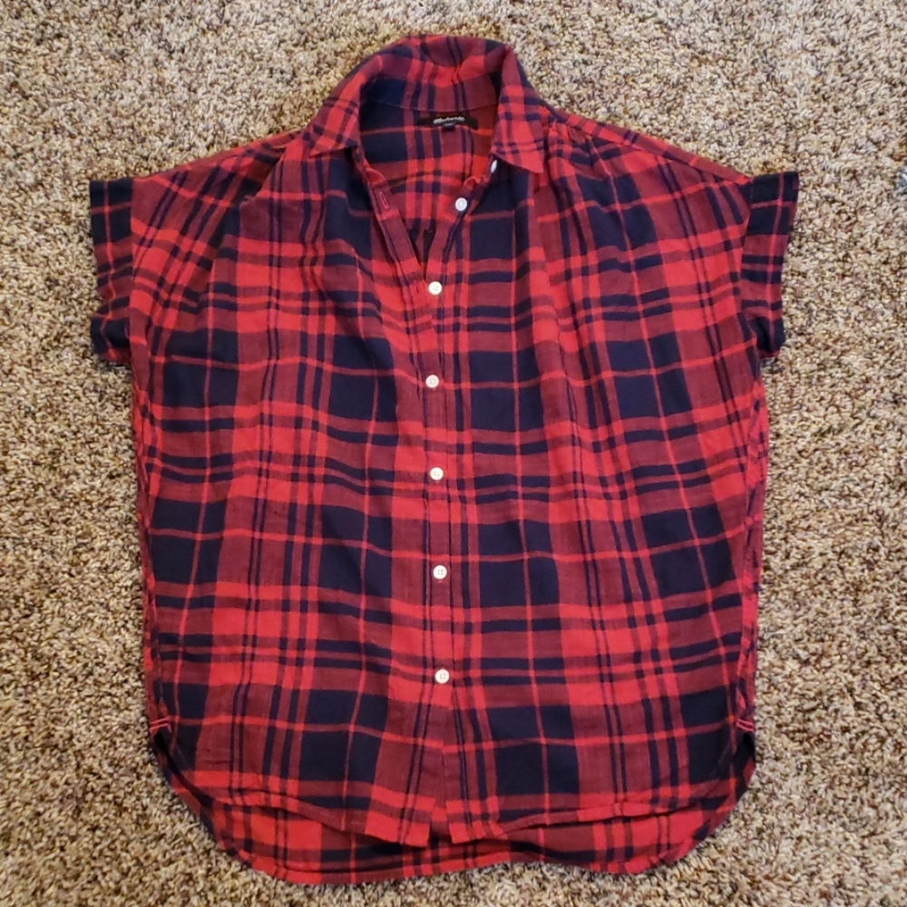 Madewell plaid button down sz XXS blue red